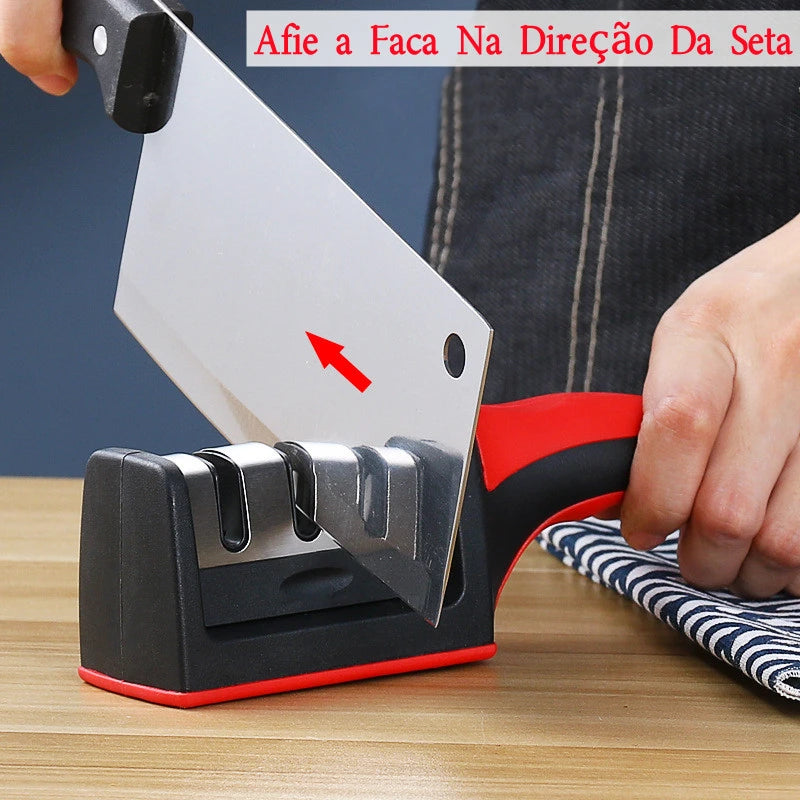 Sharpster de faca de cerâmica de 3 estágios com base de borracha